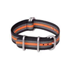 ZULU NATO óraszíj, fekete/szürke/narancs, 18mm