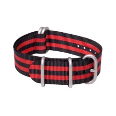 ZULU NATO óraszíj, fekete/piros, 24mm